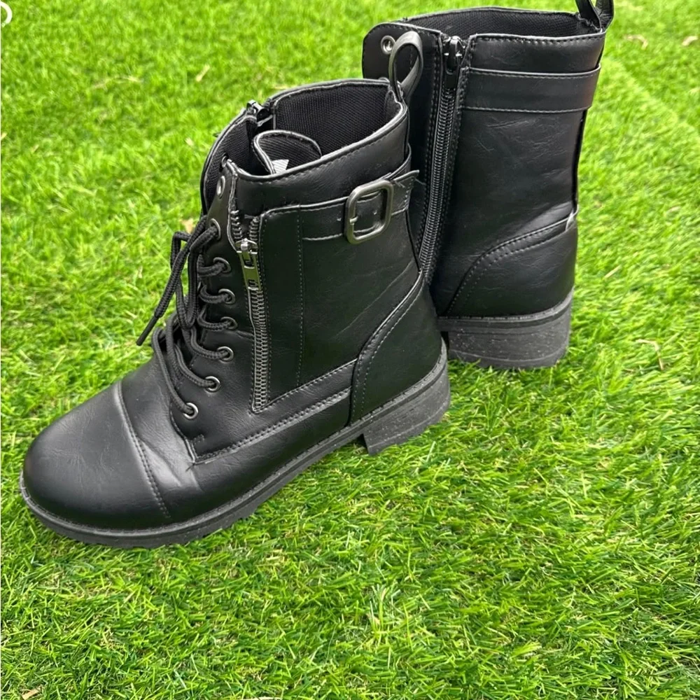 Black Lace-Up Combat Boots